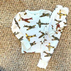 MINI BODEN BOY’S AIRPLANES PJ PAJAMA SET SIZE 5 EUC